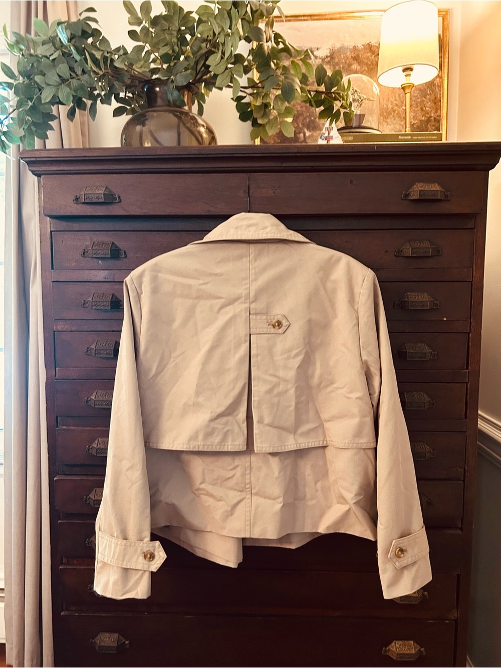 Banana Republic Cropped Tan Double-Breasted Trench Coat - Picture 8 of 11